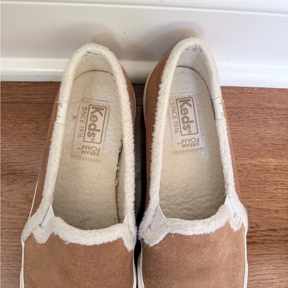 Keds Tan Sherpa Suede Slip-On Sneakers - Picture 5 of 12